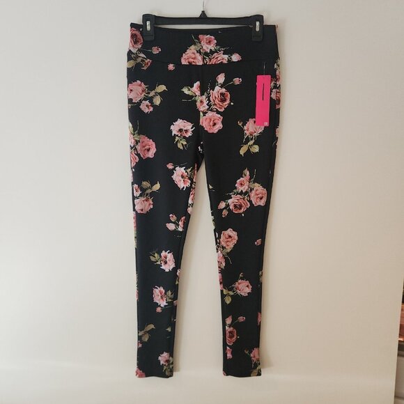 Shosho Floral Leggings Hot Pants Pockets Stretch Womens Large NEW NWT - Picture 2 of 11